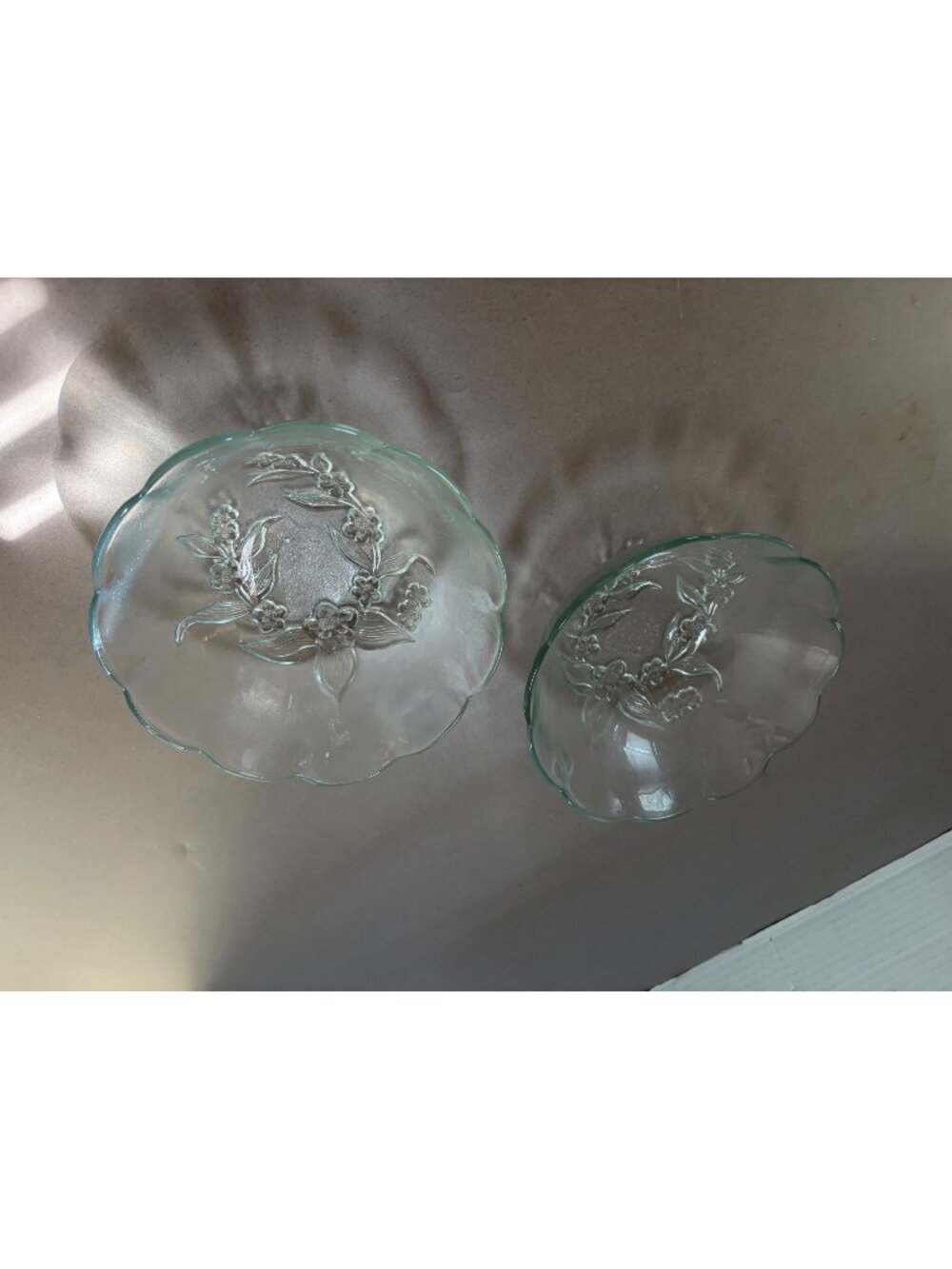 Set Of 2 Vintage KIG FloralPattern Frosted Petal Bowls